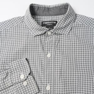Claiborne Slim Fit Men's Button Up Shirt Floral Abstract Pattern M Medium